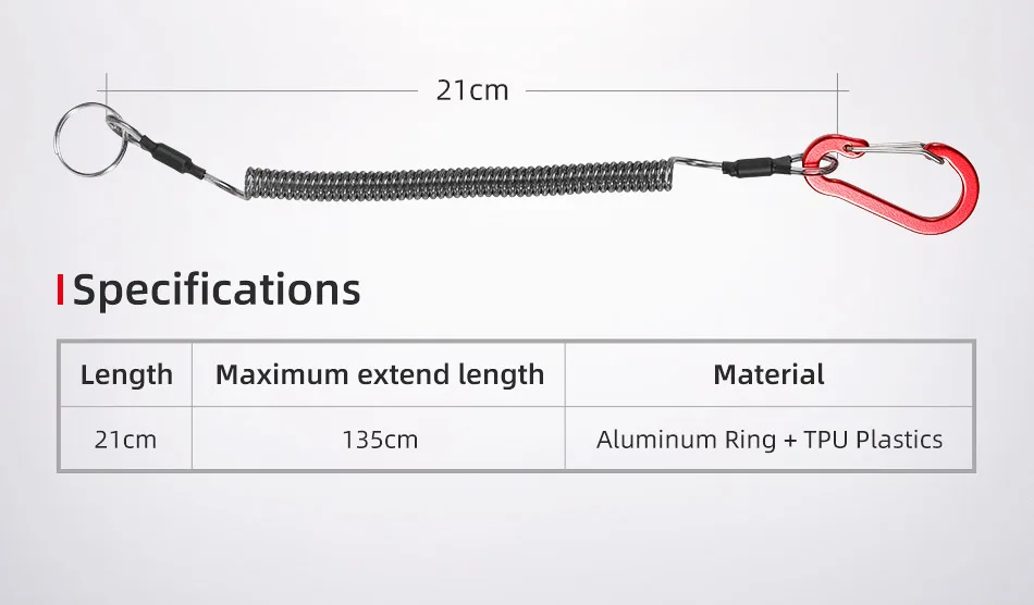NOEBY-Heavy Duty Angel-Lanyard, Aluminium-Karabiner, gewickelt für Zangen, Lippengriff, Boot, Kajak-Angelgerät, 21 cm – Detail 2