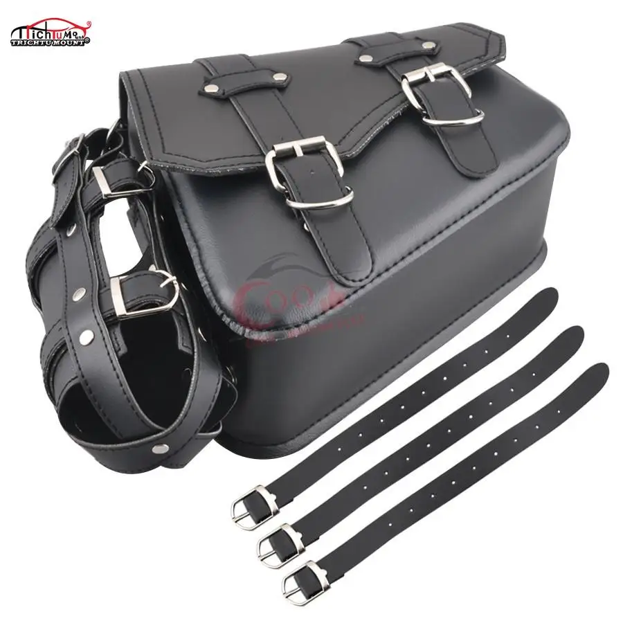 Universal PU Leather Motorcycle Side Saddlebag BlackTool Luggage Saddle Bag For Harley Sportster XL 883 XL1200