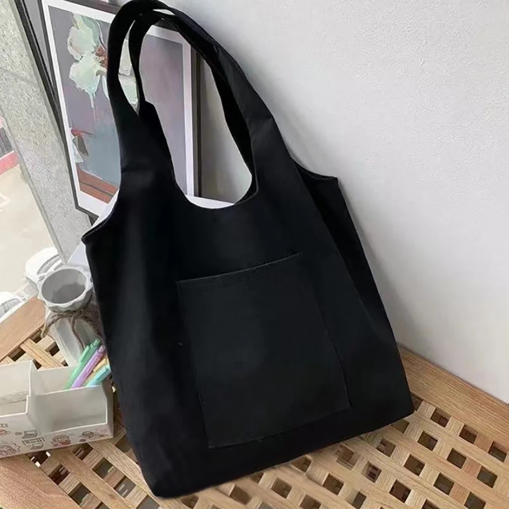 Bolso de lona de algodón puro para mujer, bolsa de compras, de hombro, imagen en blanco de Anime