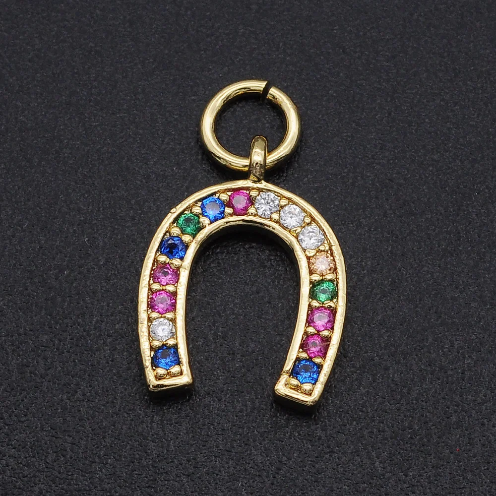 10x13mm 316 CZ Zircon DIY Jewelry Horseshoe Charm Pendant Wholesale Jewellery Accessories Necklace Making Charms