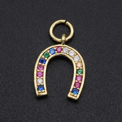 10x13mm 316 CZ Zircon DIY Jewelry Horseshoe Charm Pendant Wholesale Jewellery Accessories Necklace Making Charms