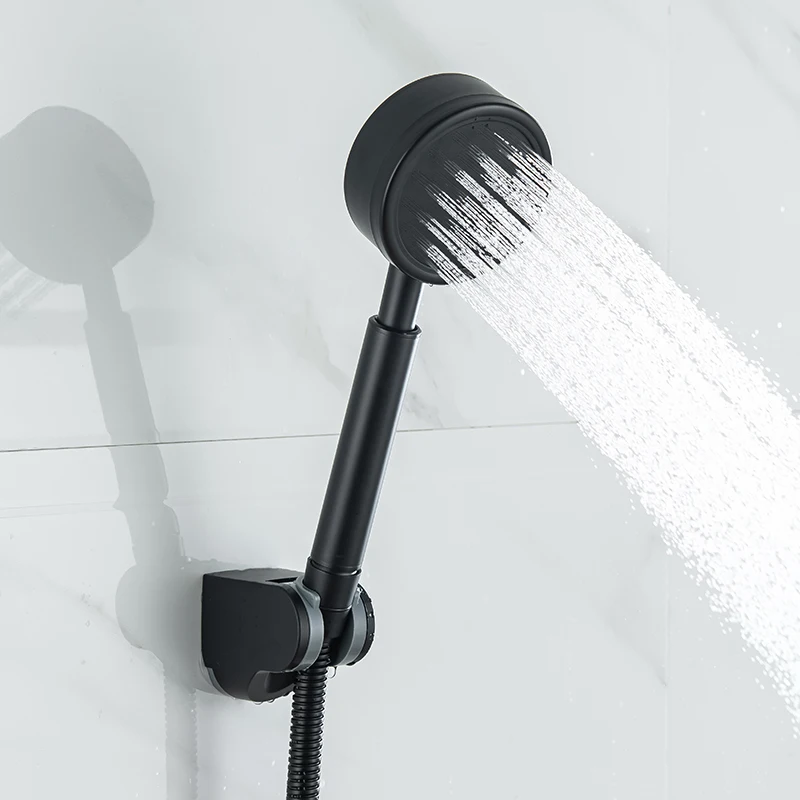 Pressurized Shower head set 304 stainless steel handheld shower spray nozzle Complete set with plastic holder 1.5m hose