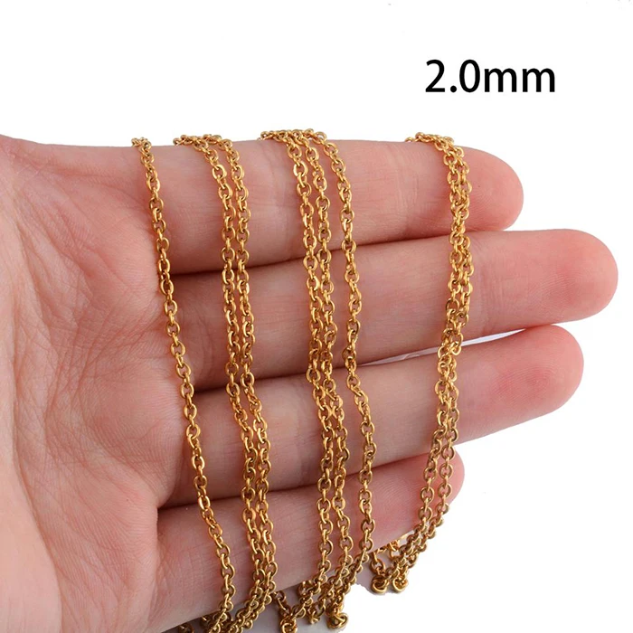 2m 1 Packung Edelstahl-Halskette DIY mit Kette Hochwertiger Großhandelsschmuck – Detail 2