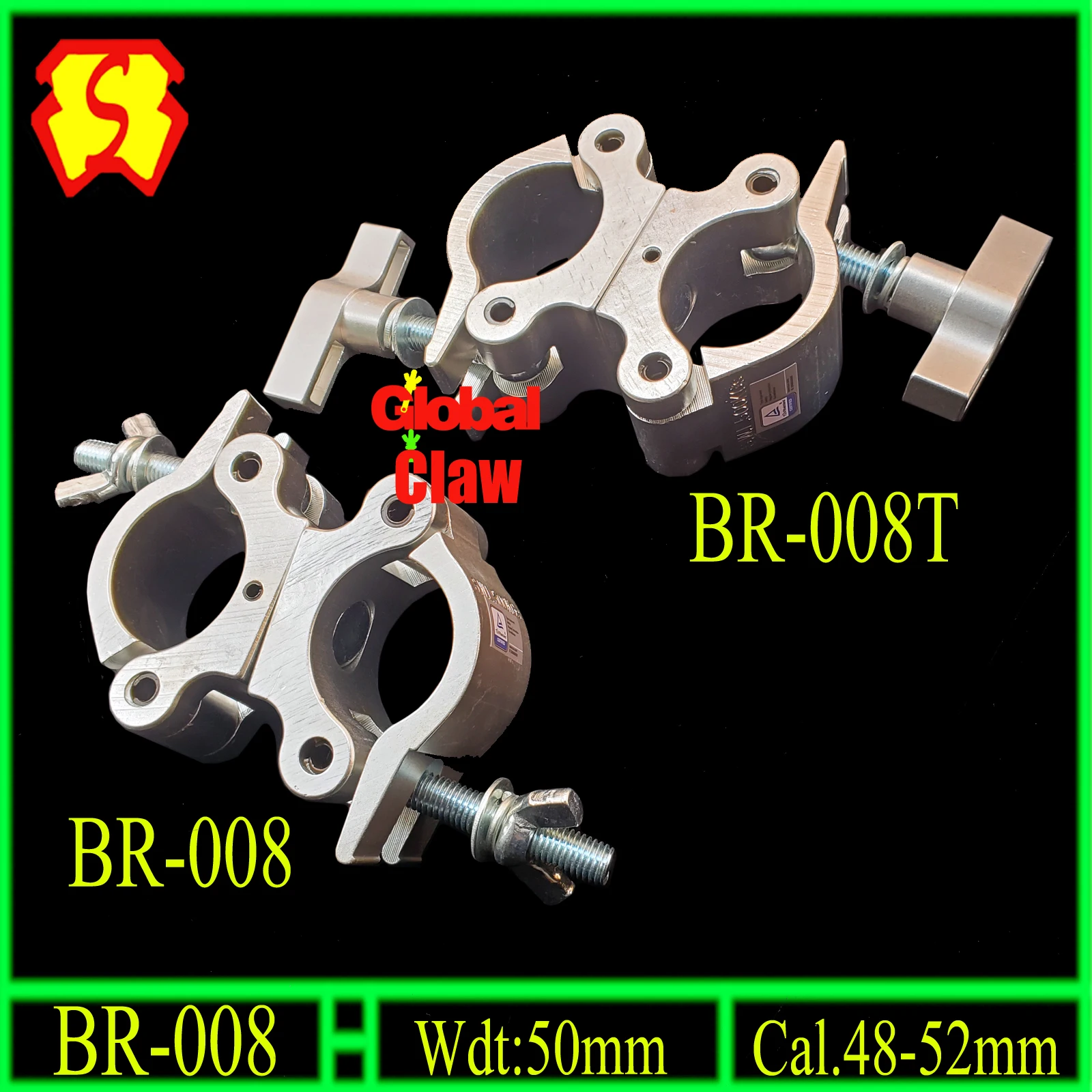 Aluminum Swivel double clamp for stage truss 50mm tubes