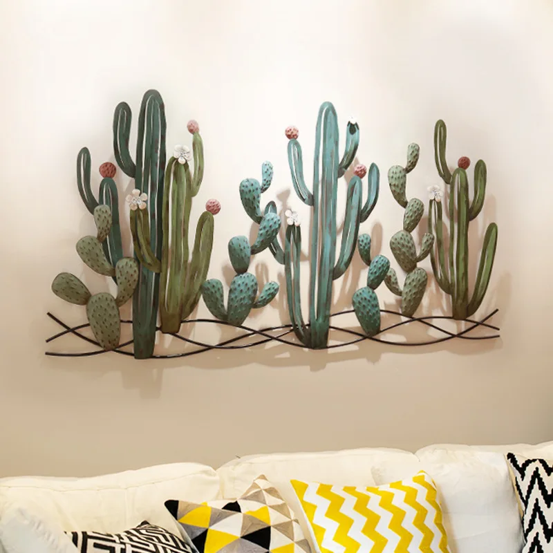 Creative Cactus Wall Decoration Porch Background Wall Decoration Pendant Wrought Iron Wall Hanging Wall Decoration