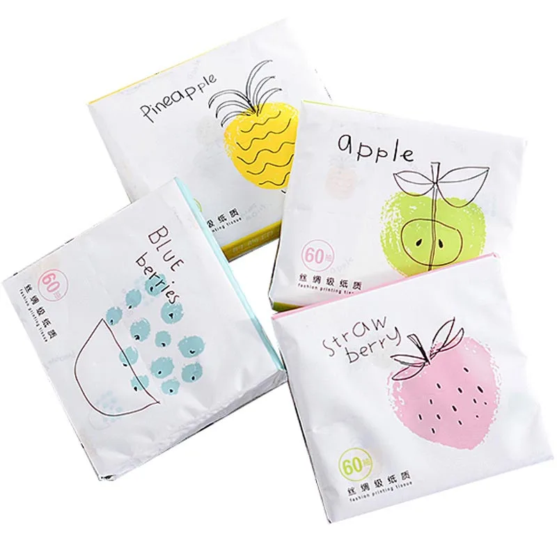 

4 Bags Of Fruit Color Tissue Paper napkin Printing Handkerchief Paper Portable Napkin Toilet Paper Small Soft Paper Mixed Batch