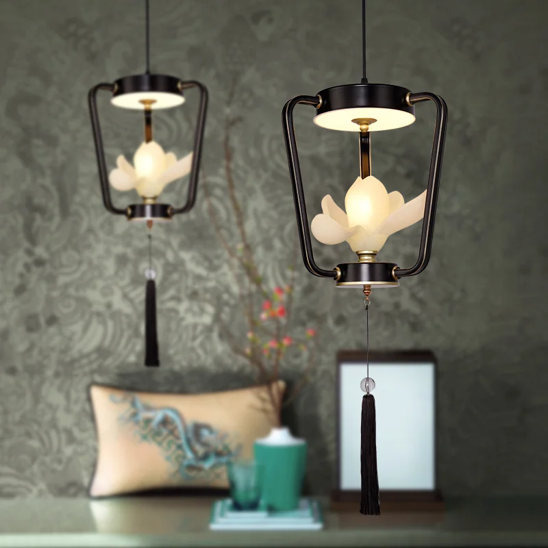 zq  New Chinese-Style Chandelier Bedside Creative Restaurant Tea Room Chinese Style Single-Head Droplight Hallway Aisle Light