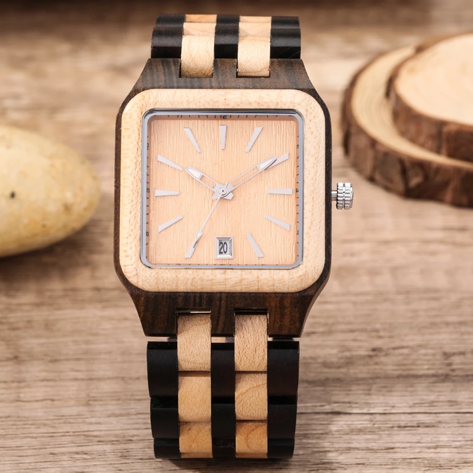 

Simple Bamboo Wood Watch Mens Watches Calendar Clock Male Full Wooden Band Quartz Men's Wrist Watches Gifts Relogio Masculino