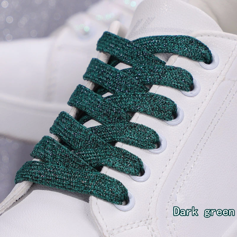 NIEUWE Mode Glitter Schoenveters Kleurrijke Platte veters voor Atletische Running Sneakers Schoenen Laars 1 CM Breedte Schoenveter Strings 1 Paar