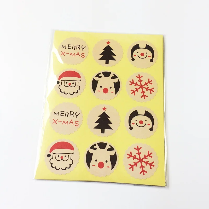 120PCS Merry Christmas Theme Sealing sticker DIY Gifts posted Baking Decoration package label Multifunction