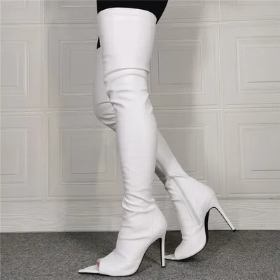 

Top quality peep toe stiletto high heel sexy fashion over-the-knee plus size 47 women's boots thigh high crotch tenis feminino