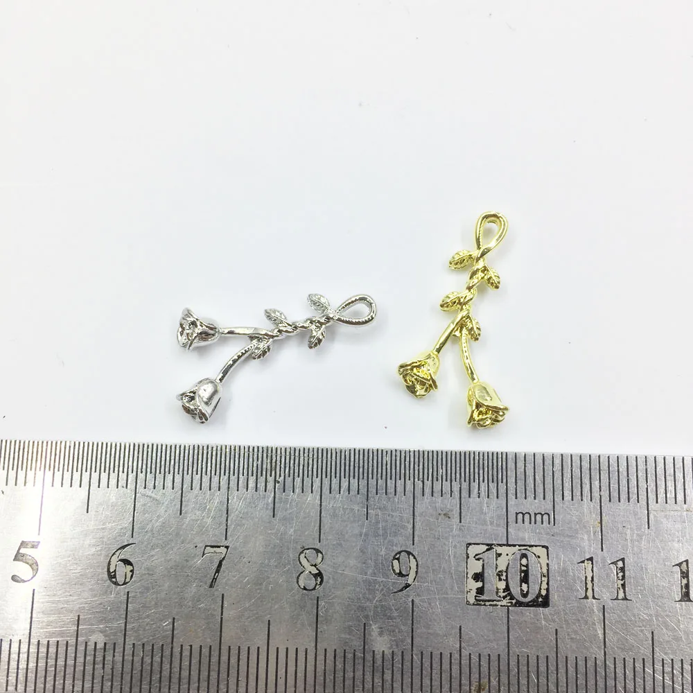 Eruifa 20pcs 12*24mm Pretty Rose Flower Charms Wholesales necklace,earring bracelet jewelry DIY handmade 2 colors