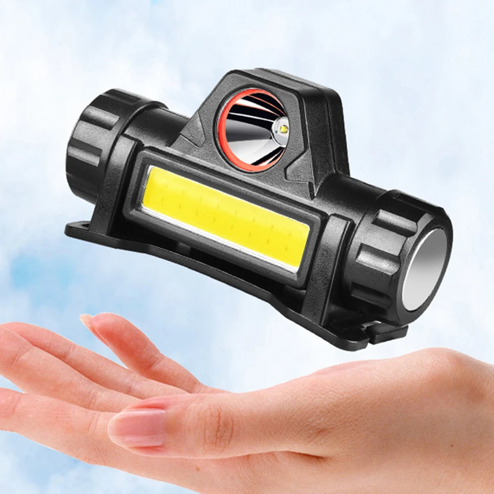 Portable Mini Powerful LED Headlamp XPE+COB USB Rechargeable Headlight Built-in Battery Waterproof Head Torch Head Lamp 18650