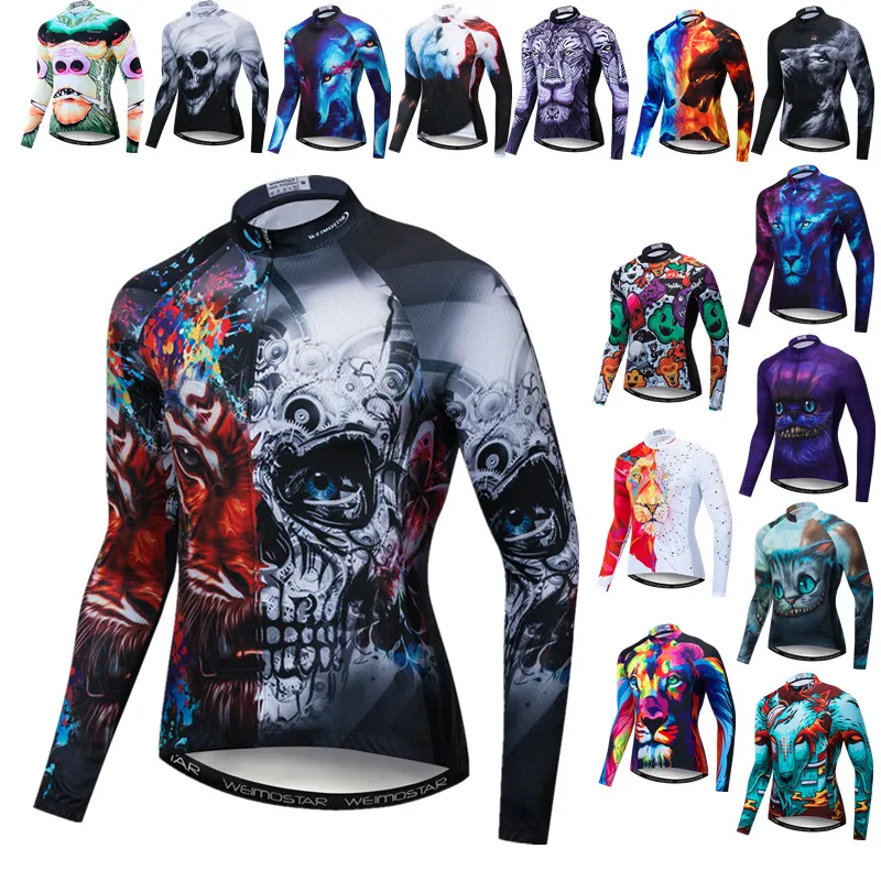 

Weimostar Skull Cycling Jersey Men Long Sleeve Autumn Cycling Jacket Breathable mtb Bicycle Jersey Tops Road Bike Wear Clothes