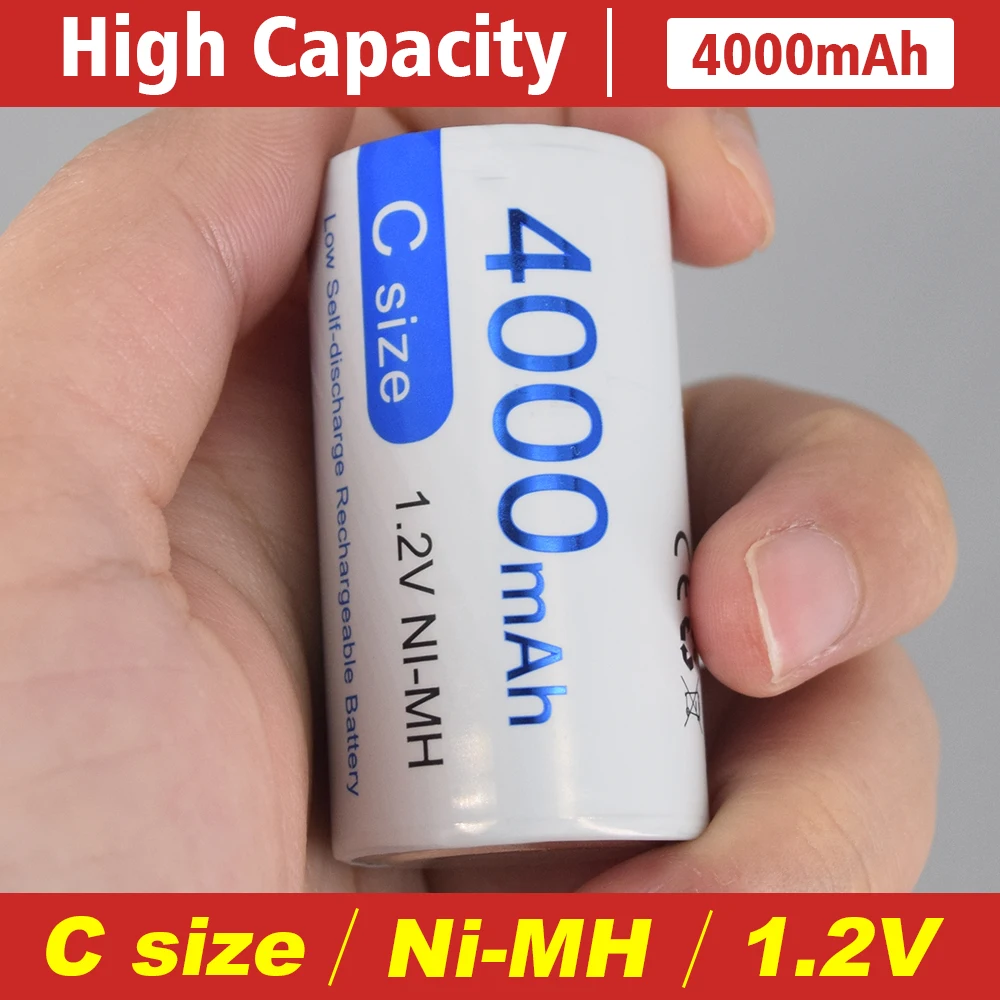 PALO 4000mah R14 C Cell 1.2V C size Rechargeable Battery ni-mh large capacity low self-discharge rechargeable battery type C