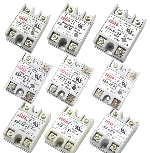 Imagen 1 del producto Relé de estado sólido monofásico sin SSR-10 de plástico, control de CC, AC SSR, carcasa blanca, 25, 40, 50, 60, 75, 80, 100DA, SSR-25DA