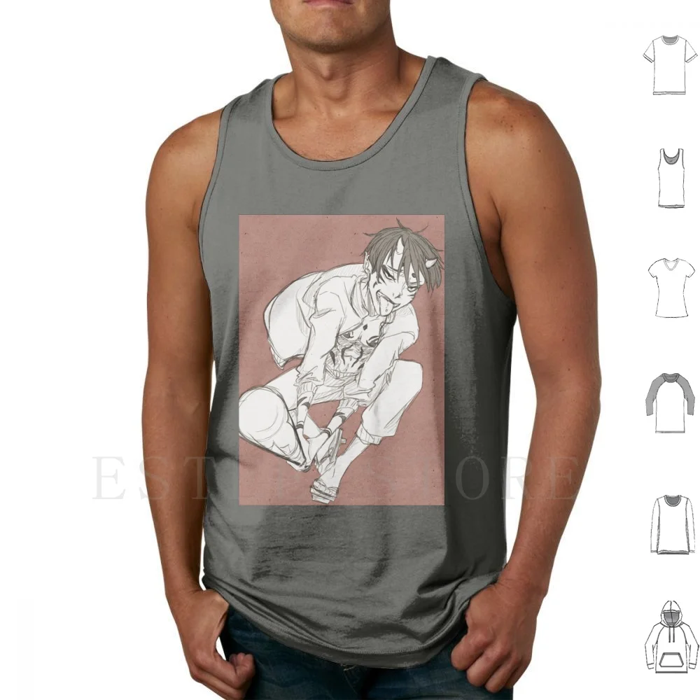 Akatsuki Tatsuya Tank Tops Vest Cotton Anime Oni Japanese Yokai Manga Anime Boy Demon Boy Demon