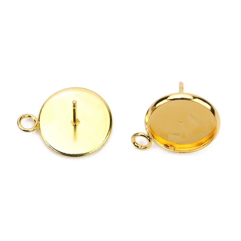 20 Stück hypoallergene Edelstahl-Ohrstecker, DIY-Ergebnisse, 6 mm, 8 mm, 10 mm, 12 mm, Cameo-Cabochon-Basisfassungen, DIY-Schmuckherstellung