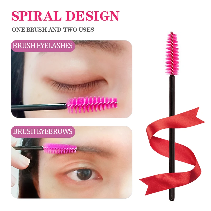 200Pcs Disposable Eyelash Eyebrow Brushes One-off Mascara Applicator Wand Spoolers Eyelash Comb Brushes Makeup Tool Set