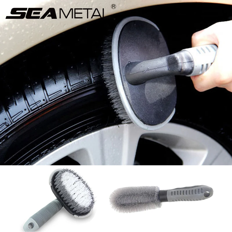 SEAMETAL Car Wheel Brush Tire Cleaning Brushes Tools Car Rim Scrubber Cleaner Duster Motorcycle Truck Wheels Car Detailing Brush