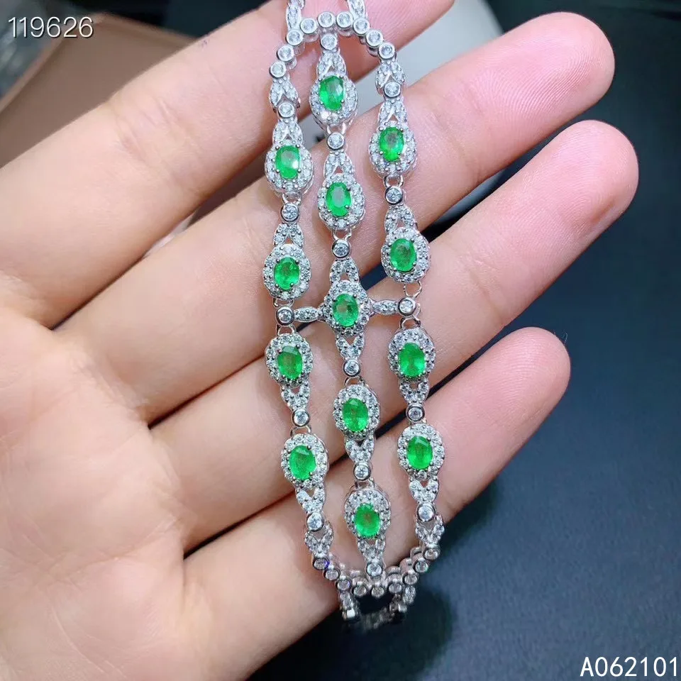 

KJJEAXCMY fine jewelry S925 sterling silver inlaid natural Emerald Girl new exquisite hand Bracelet Support test Chinese style