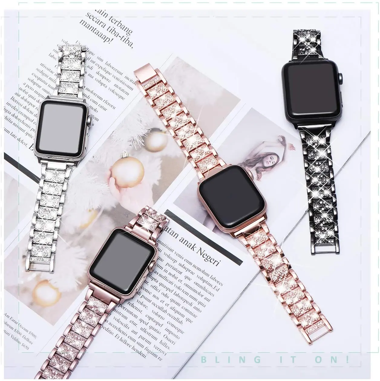 Bling strap for Apple Watch band 40mm 44mm 38mm 42mm 49mm correas Lady bracelet iWatch series 3 4 5 se 6 ultra 2 7 8 9 45mm 41mm