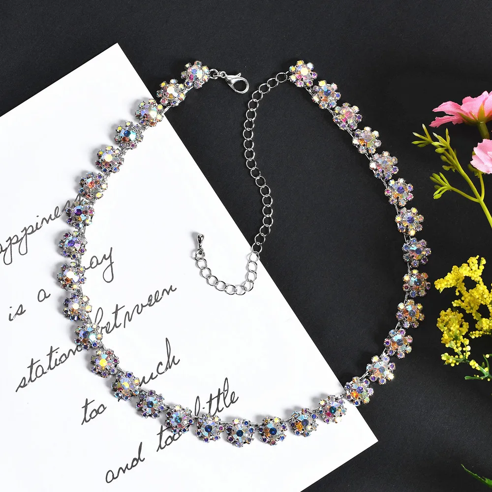 Rhinestone Necklace, Retro Fashion Crystal Jewelry, Colorful Girls, Shiny Prom, Wedding Accessories CORUIXI H94515