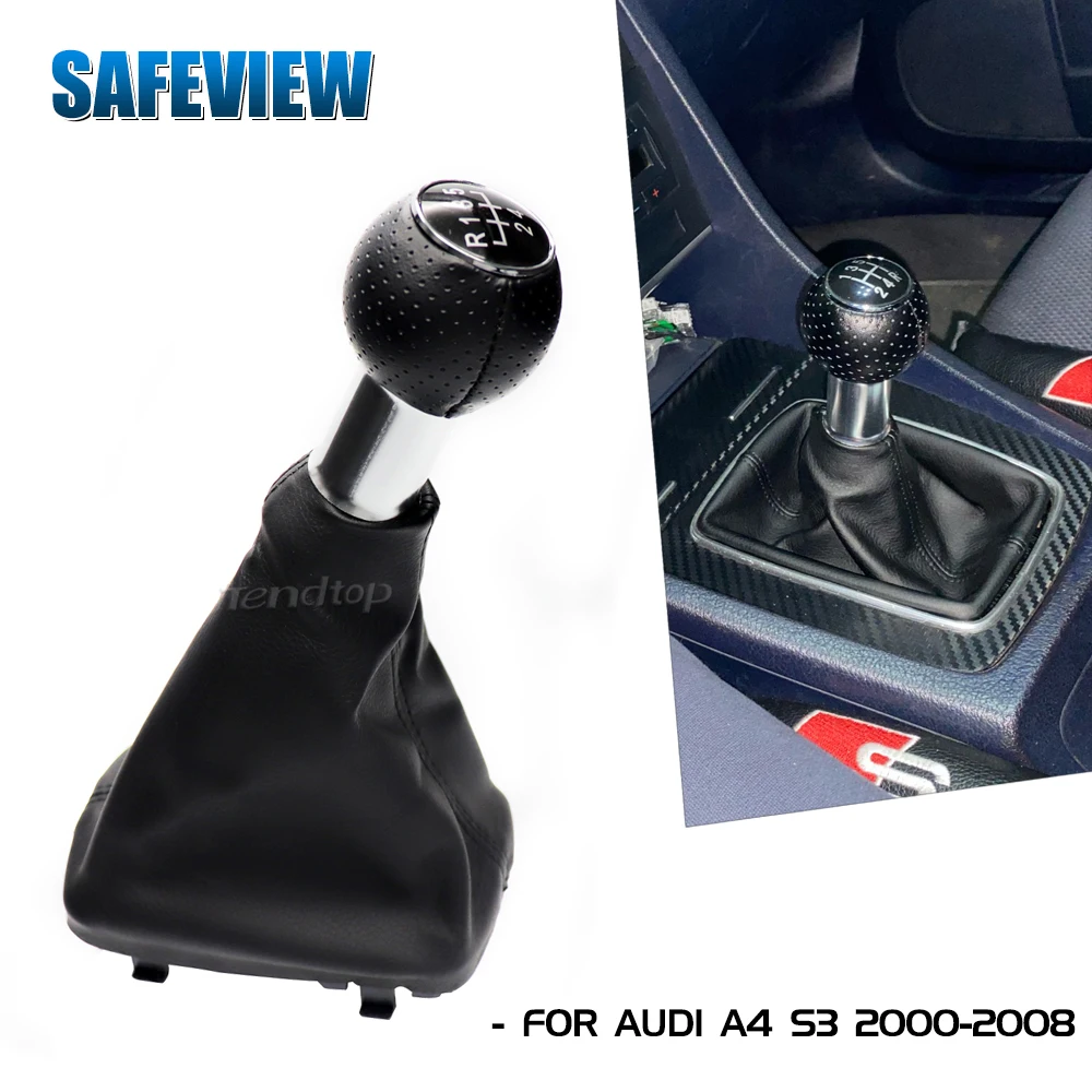 12mm 5/6 Speed Stick Gear Shift Knob Gaiter Boot Car Accessories For Aud  A4 B6 B7 2000 2001 2002 2003 2004 2005 2006 2007 2008