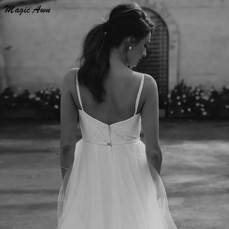 Magic Awn 2021 Simple Boho Wedding Dresses Lace Soft Tulle Beach A-Line Mariage Gowns Cheap Princess Country Vestidos De Novia