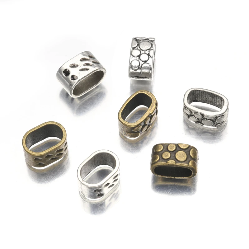 10Pcs/Lot Tibetan Silver Oval Tube Slider Spacers Hole 11x7mm DIY For Leather Cord Bracelet Necklace Jewelry Making Accessories