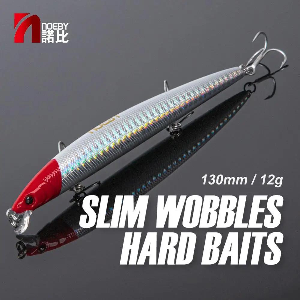 NOEBY Slim Minnow Fishing Lure 130mm 12g Floating Long Casting Jerkbait Wobbler Artificial Hard Bait for Bass Fishing Lures