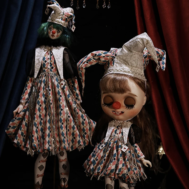 

Bjd Doll Cloth Joker Alice Patterns DIY Kits Suit Accessories Blythe Ob27 27cm 45cm Metis Echotown SD16 SDGR