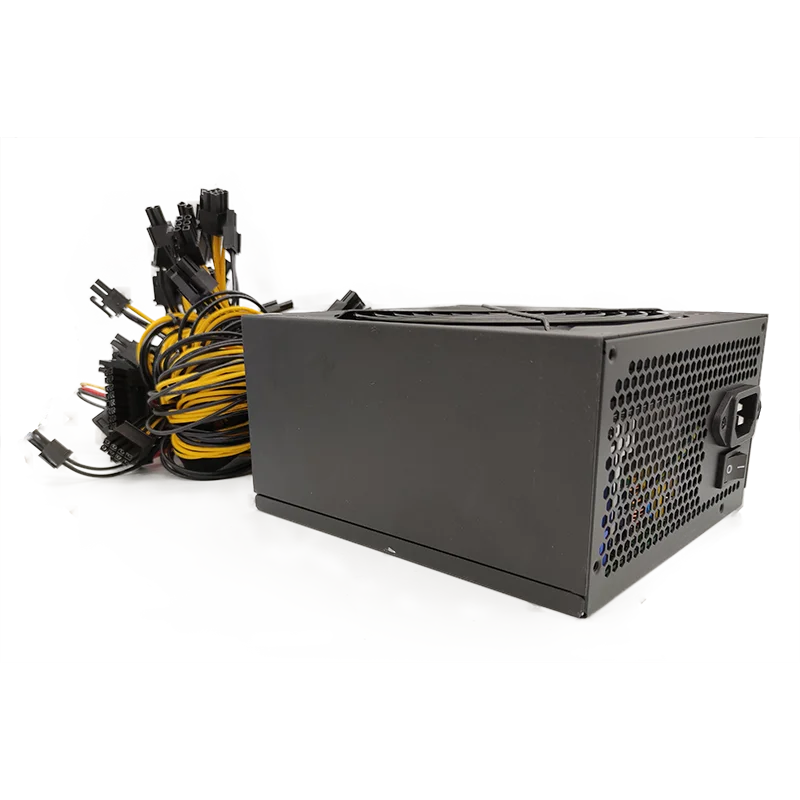 Alimentation électrique 1600w pour 6 GPU Ethereum Miner, compatible avec 6 cartes graphiques RX470 RX480 RX570 RX580 PC