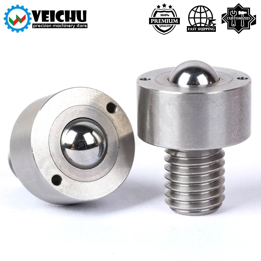 VEICH 1PCS Converyor Ball Rollers VCN314 All Stainless Steel Ball Bearing Round Head Stud Roller Plungers With Threaded