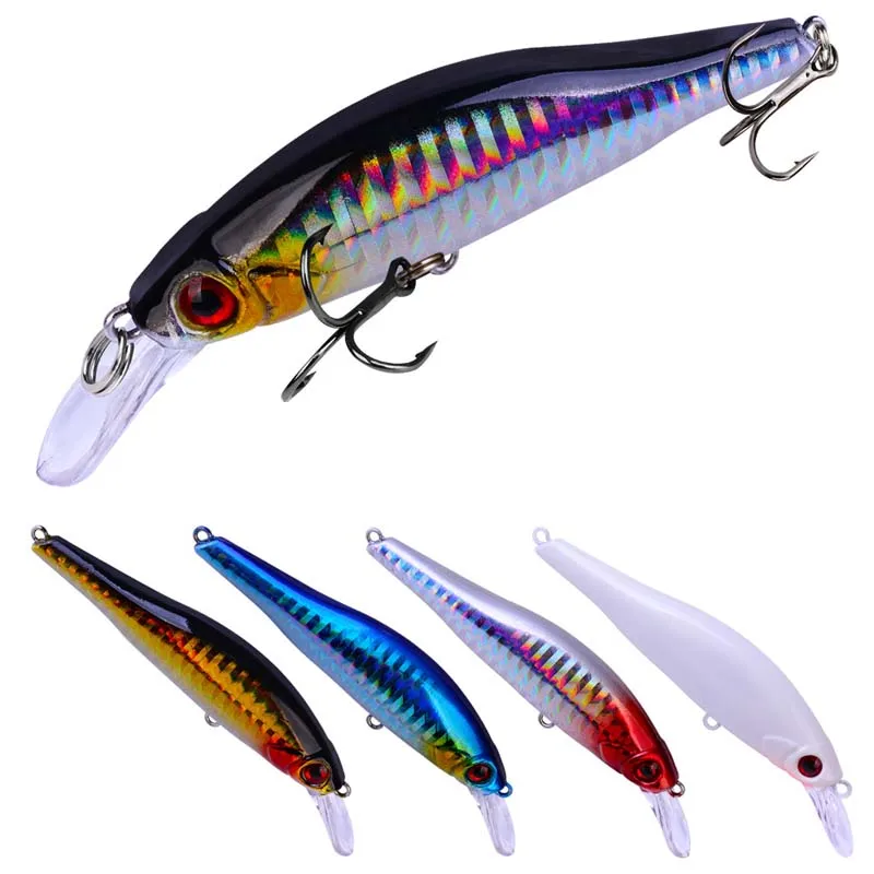 POETRYYI 1PC Fishing Lures 9.8cm 11.5g Plastic Hard Bass Baits 5 Colors Minnow Lures 3D eyes Bright Color Fishing Accessories #4