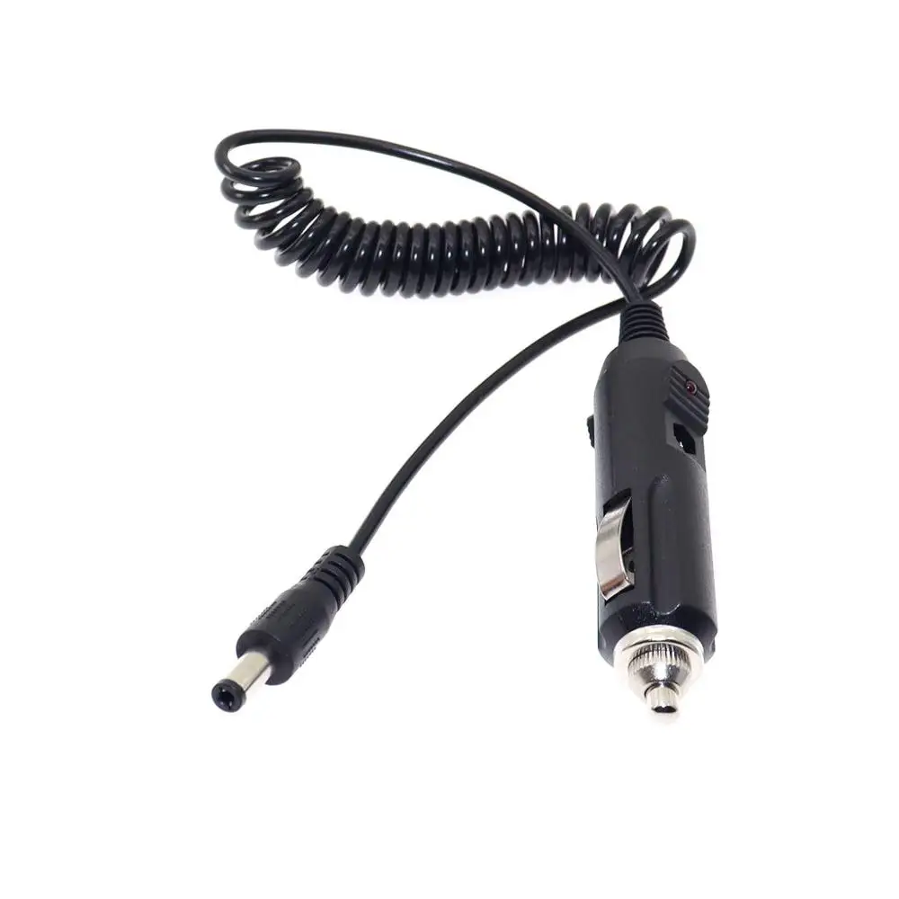 Universal DC12V 2A Car Cigarette Lighter Charger Retractable Cord With Fuse, Power Adapter DC Plug 5.5x2.1mm Cable With Spring