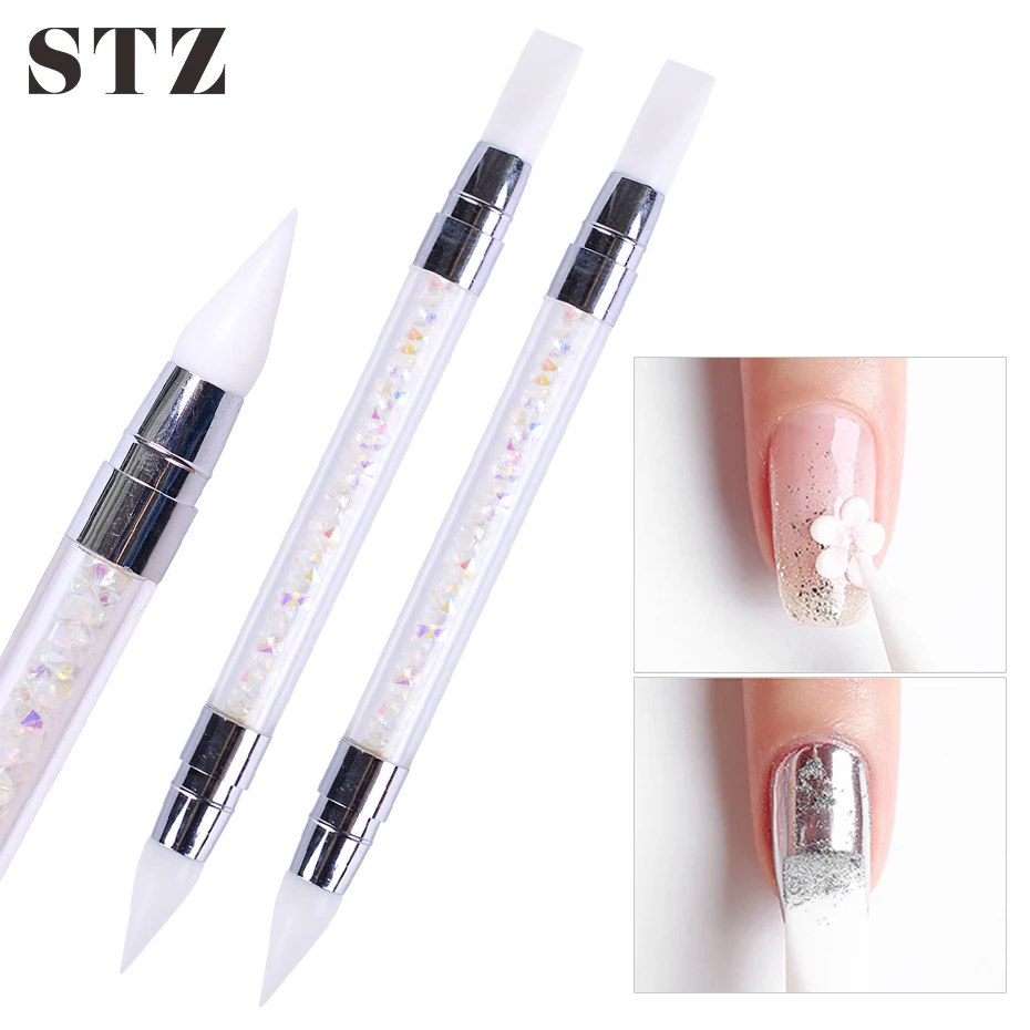 

Acrylic Silicone Nail Brush 3D Carving Mirror Powder Glitter Rubbing Painting Drawing Dotting Tools Manicure Nail Art Pen #D003