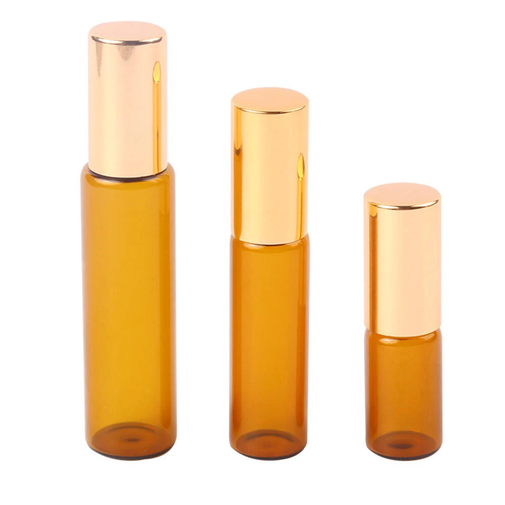 1ML 2ML 3ML 5ML 10ML Amber Roll On Roller Bottle For Essential Oils Refillable Perfume Bottle Deodorant Containers Hot Sale