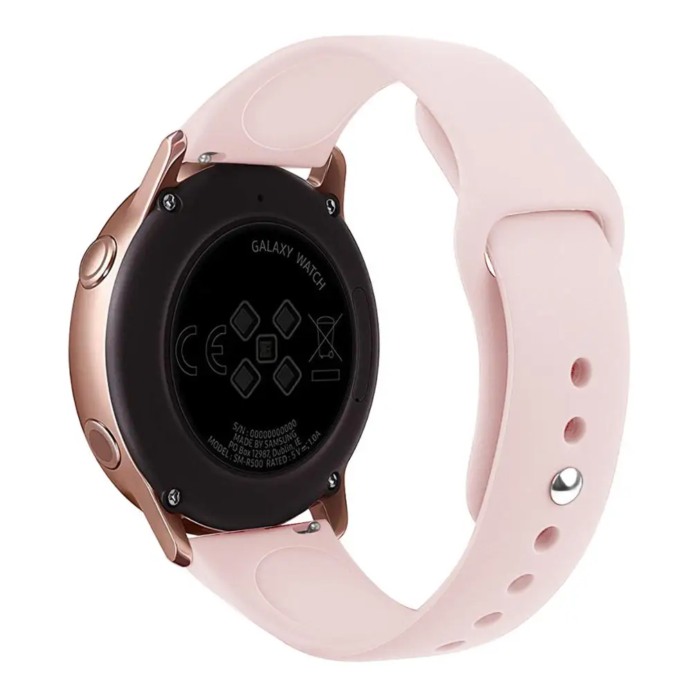 Pulseira de relógio de silicone de 20mm, pulseira de substituição para samsung galaxy watch active 42mm gear s2 sport e SM-R500