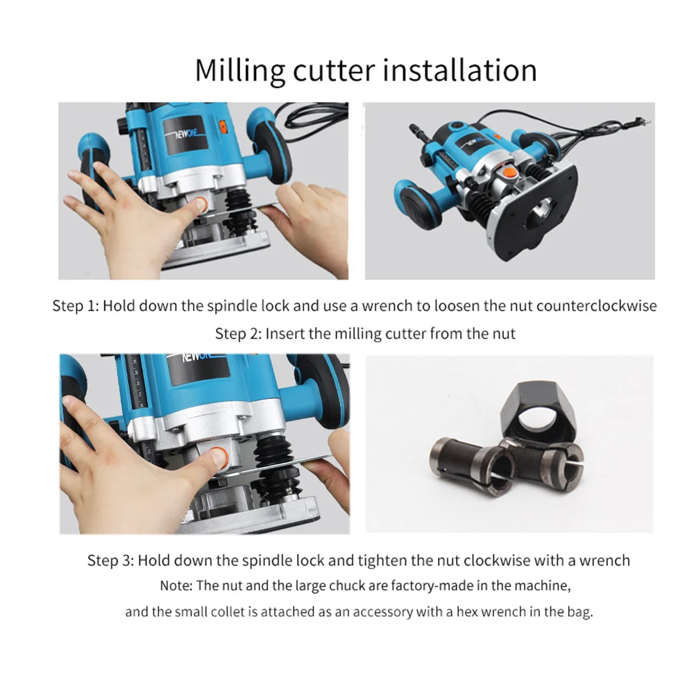 1500W 30000RPM Wood Router Tool Adjustable Router Guide Jig for Perfect Dados & Grooves Electric Woodworking Machines