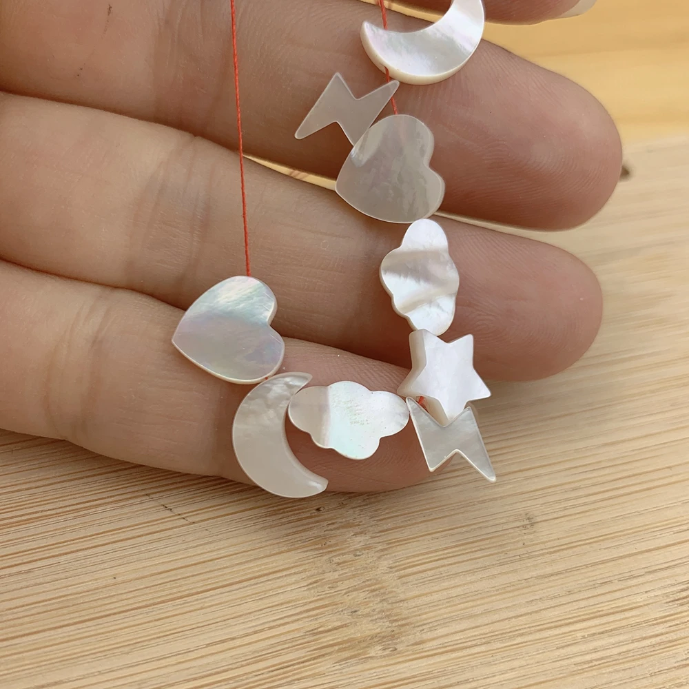 Natural Mother of Pearl Shell Beads Star Heart Moon Cloud Lightning Spacer Bead For DIY Jewelry Handwork Making Accessories