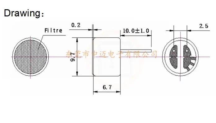9767P Omnidirectional Electret Microphone MIC with pins