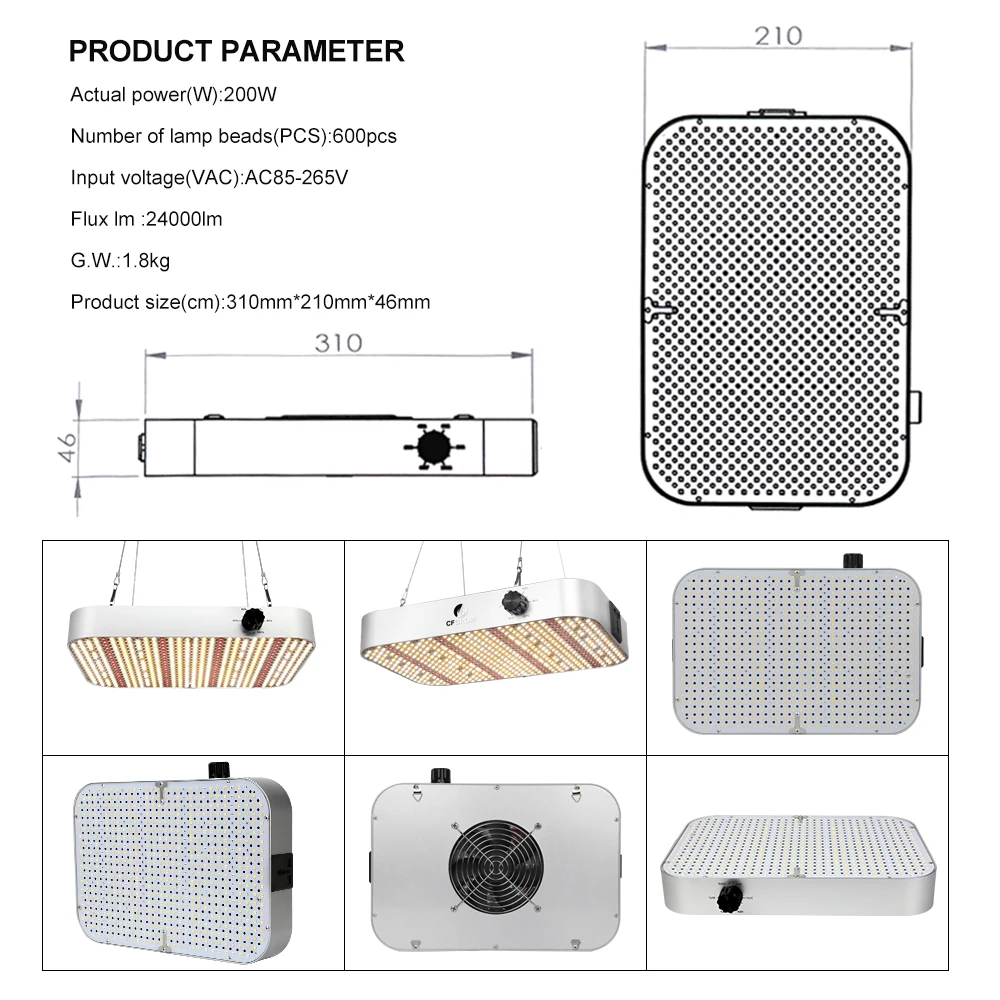 Dimmable LED Plant Growth Light 600/1800W Full Spectrum Veg/Bloom 395-730nm For Indoor Plants & Flower Greenhouse Planting Tents