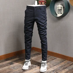 Men's Black Suit Pants Autumn Business Formal Straight Slim Fit Trousers