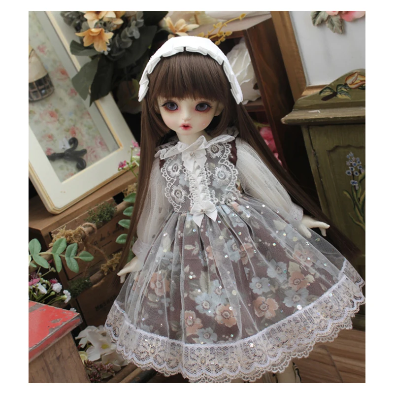 

BJD dress doll western-style dress with flowers doll dress + hair band for 1/3 1/4 1/6 BJD SD Blyth doll dress doll accessories