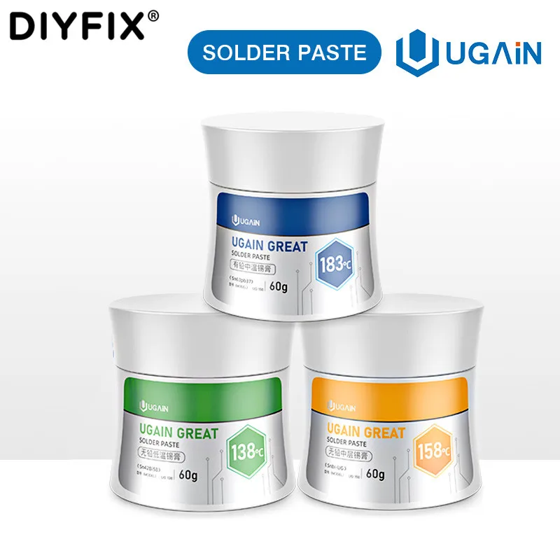 

UGAIN 60g Low Temperature Lead-Free SMT Solder Paste BGA Solder Flux Sn42bi58 Snbi-UG Sn63Pb37