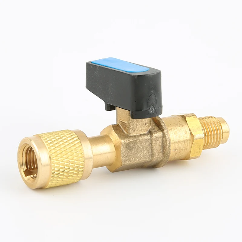 Adaptador de válvula de bola de cierre recto HVAC A/C para R134a R22 R12 R410a 1/4"