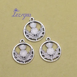 30pcs/lot--16mm Thistle Flower Charms Scotland Scottish Pendants DIY Necklace Supplies Jewelry Accessories