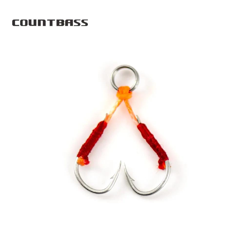 

COUNTBASS 10pcs Micro Jigging Assist Hook with PE Line Fishing Lure Small Hooks with Split Ring Terminal Tackle