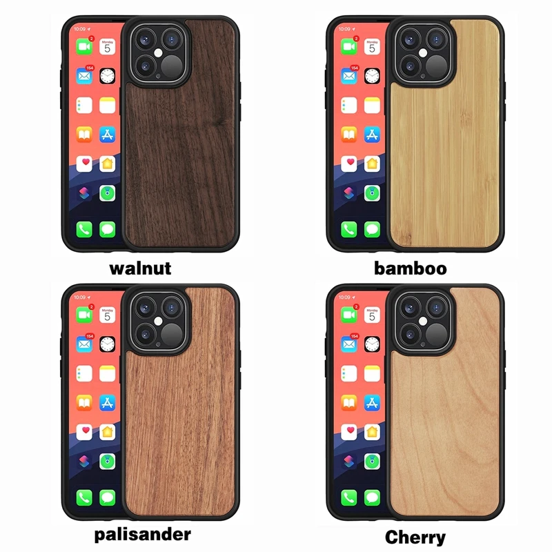 

Real Cherry Walnut Palisander Bamboo Wood Phone Cover TPU Case for iPhone 15 14 13 12 11 X XS XR Pro Max 6 7 8 Plus